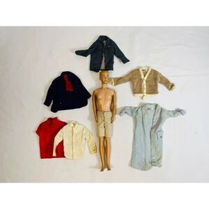 Vintage Mattel Ken Doll, 1960 Blond Molded Hair & Accessories Clothing Barbie